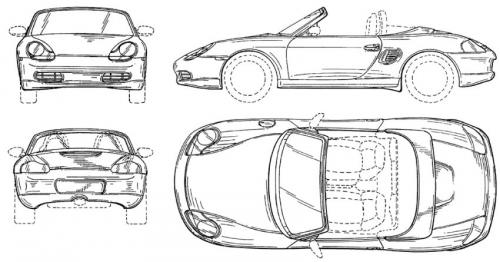 Szkic techniczny Porsche Boxster 986