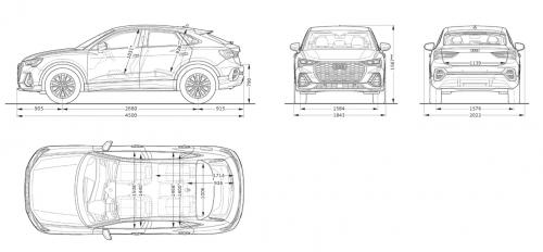 Szkic techniczny Audi Q3 II Sportback