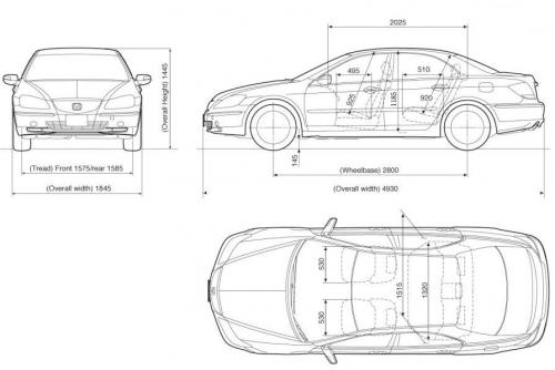 Szkic techniczny Honda Legend IV