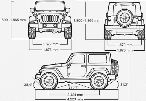 Szkic techniczny Jeep Wrangler III Terenowy Facelifting