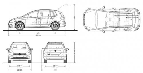Szkic techniczny Volkswagen Golf Sportsvan Sportsvan Facelifting