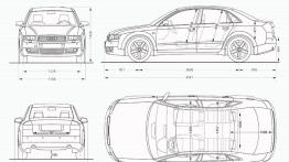 Audi A4 2001 - szkic auta - wymiary