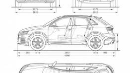 Audi Q3 Facelifting (2015) - szkic auta - wymiary