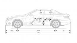 Mercedes E 350 Cabrio Facelifting - szkic auta - wymiary