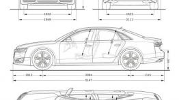 Audi S8 Facelifting (2014) - szkic auta - wymiary