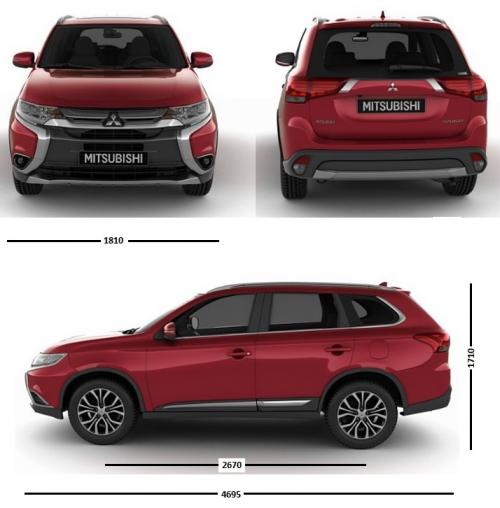 Szkic techniczny Mitsubishi Outlander III SUV Facelifting 2017