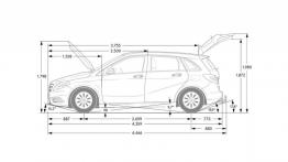 Mercedes B200 2012 - szkic auta - wymiary