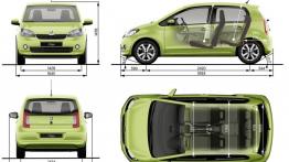 Skoda Citigo - wersja 5-drzwiowa - szkic auta - wymiary