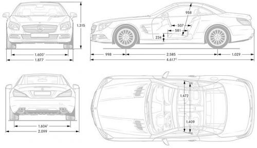 Szkic techniczny Mercedes SL R231 Roadster AMG