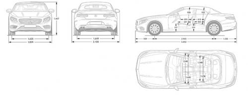 Szkic techniczny Mercedes Klasa S W222 Cabrio Facelifting AMG