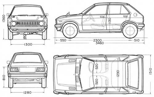 Szkic techniczny Daihatsu Charade G10