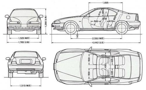 Szkic techniczny Honda Prelude IV