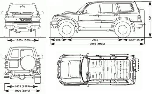 Szkic techniczny Nissan Patrol IV