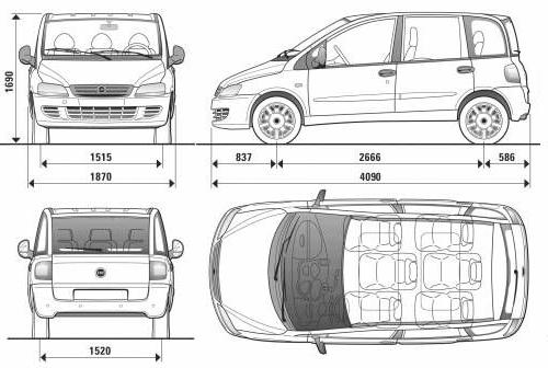 Szkic techniczny Fiat Multipla II