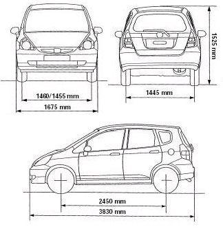 Szkic techniczny Honda Jazz II