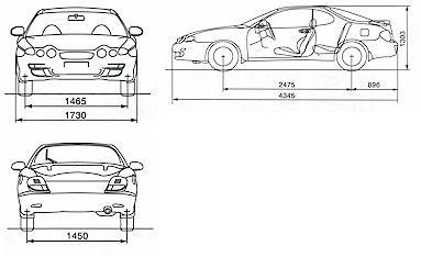 Szkic techniczny Hyundai Coupe II