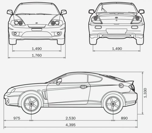 Szkic techniczny Hyundai Coupe III