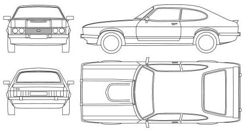 Szkic techniczny Ford Capri III