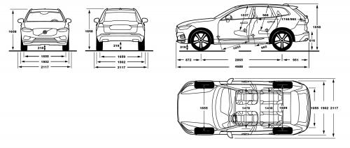 Szkic techniczny Volvo XC60 II Crossover Plug-In