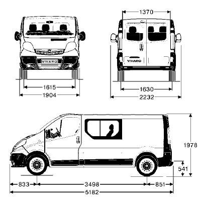 Szkic techniczny Opel Vivaro A Combi L2