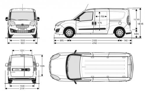 Szkic techniczny Opel Combo D Van L2