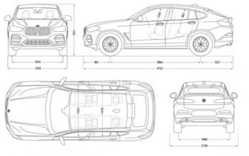 Szkic techniczny BMW X4 G02 SUV