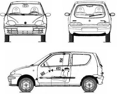 Szkic techniczny Fiat Seicento Van