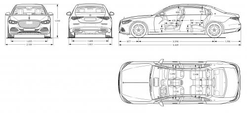 Szkic techniczny Maybach 62 X223