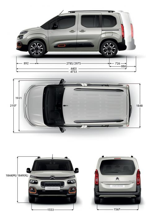 Szkic techniczny Citroen Berlingo III Osobowy XL