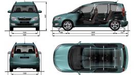 Skoda Roomster 2010 - szkic auta - wymiary