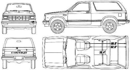 Szkic techniczny Chevrolet S-10 I