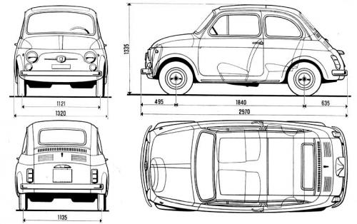 Szkic techniczny Fiat 500 I