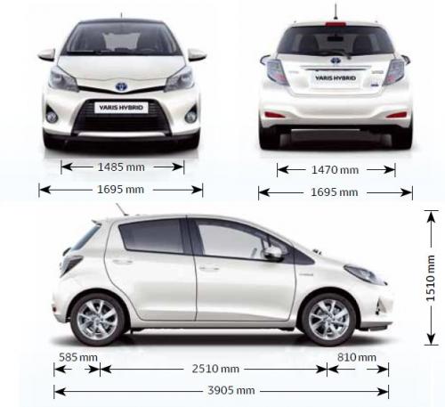 Szkic techniczny Toyota Yaris III Hatchback 5d Facelifting 2017