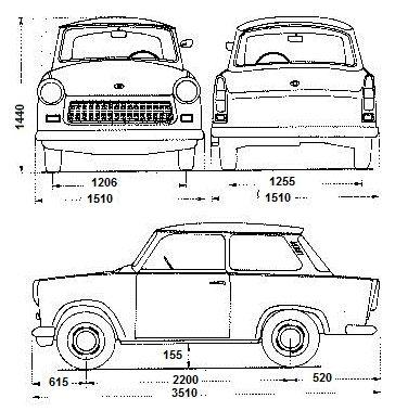 Szkic techniczny Trabant 601 N