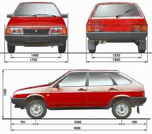 Szkic techniczny Łada Samara 2109