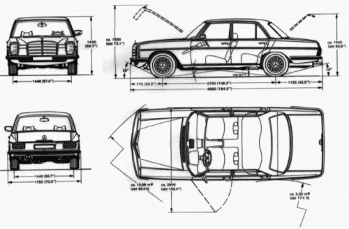 Szkic techniczny Mercedes Strich 8 Sedan W114