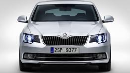 Skoda Superb II Liftback Facelifting (2013) - przód - reflektory włączone