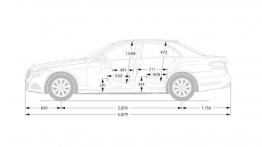 Mercedes klasy E (W212) sedan 2013 - szkic auta - wymiary