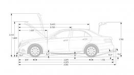 Mercedes klasy E (W212) sedan 2013 - szkic auta - wymiary