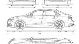 Audi S3 III Limousine (sedan 2013) - szkic auta - wymiary