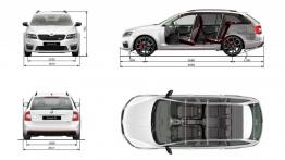 Skoda Octavia III RS 230 (2015) - szkic auta - wymiary