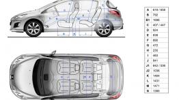 Peugeot 308 2012 - szkic auta - wymiary