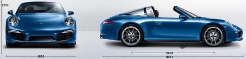 Szkic techniczny Porsche 911 991 Targa 4/4S