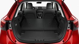 Mazda 2 III (2015) - tylna kanapa złożona, widok z bagażnika