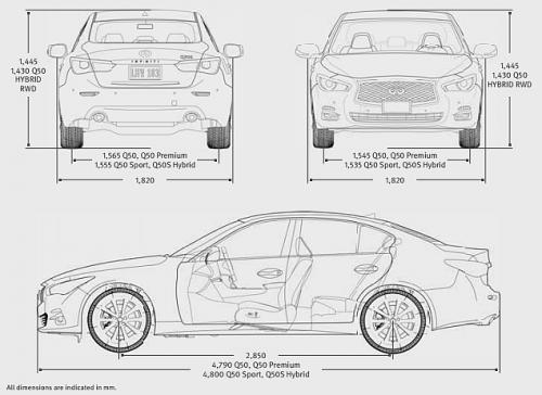 Szkic techniczny Infiniti Q50 I