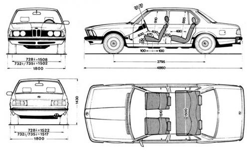 Szkic techniczny BMW Seria 7 E23