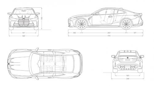 Szkic techniczny BMW Seria 4 G22-23-26 M4 Coupe