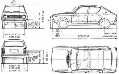 Szkic techniczny Nissan Cherry I Coupe