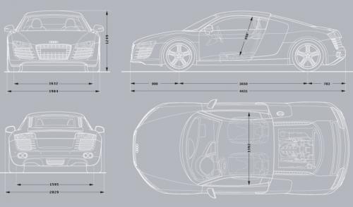 Szkic techniczny Audi R8 I Coupe