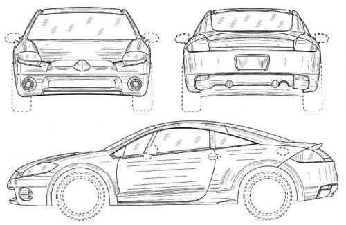 Szkic techniczny Mitsubishi Eclipse IV Coupe